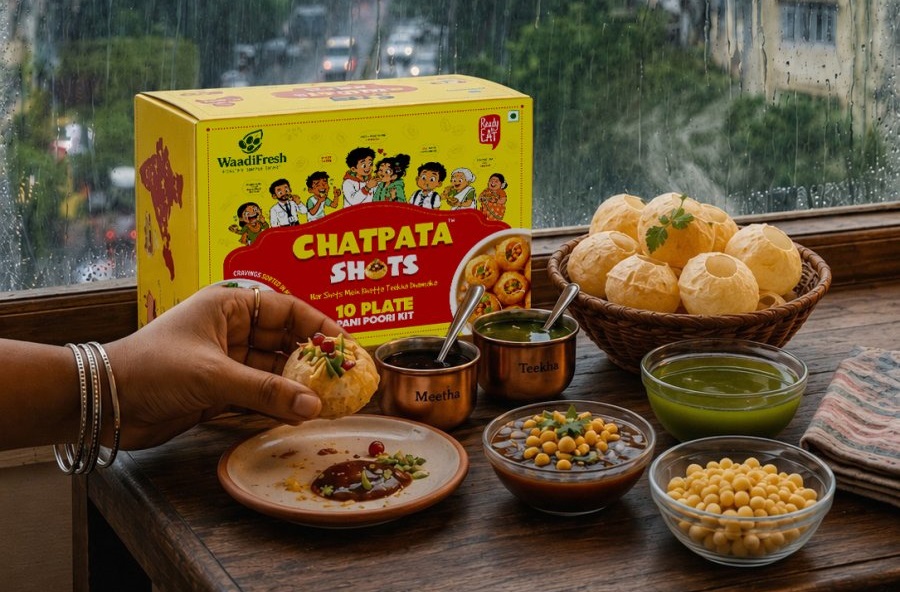 Enjoying WaadiFresh Chatpata Shots at home