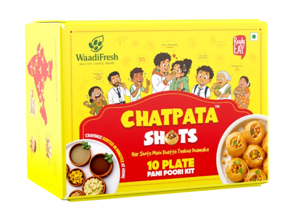Waadi Fresh ready to eat pani puri box with crispy puris ragada aloo mint-imli chutney